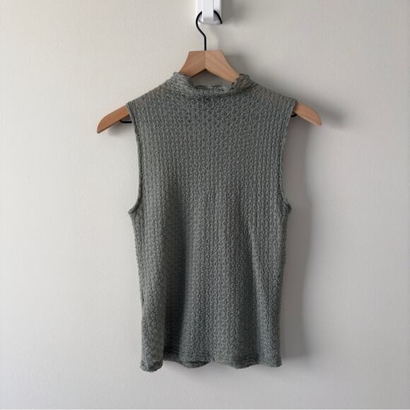 Revolve House of Harlow 1960 Sheer Sleeveless Mock Neck Textured Tank Top NWOT M - Picture 2 of 9